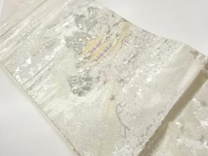 錦プラチナ箔清水寺・木々風景模様織出し名古屋帯